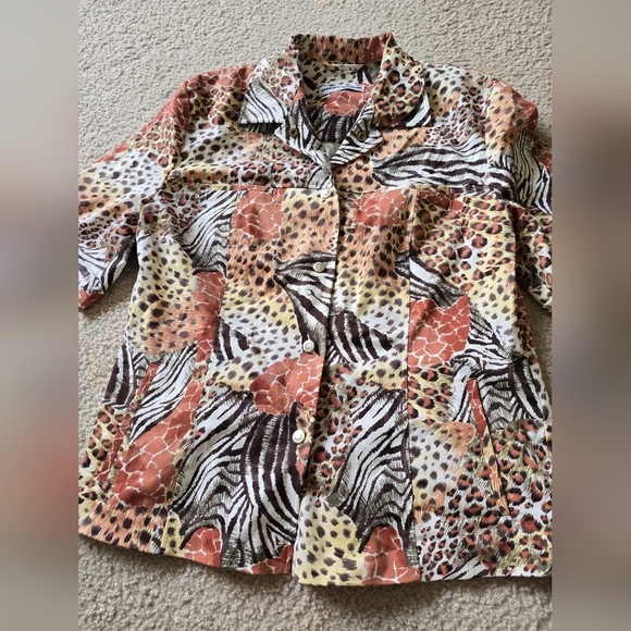 Gerry Weber Animal Print Button Down Shirt Blazer Blouse Size 10 - Picture 2 of 8
